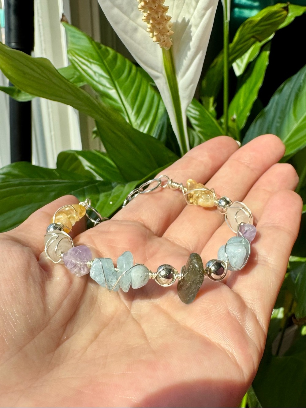 ✨Multi Gemstone Wire Wrapped Bracelet✨